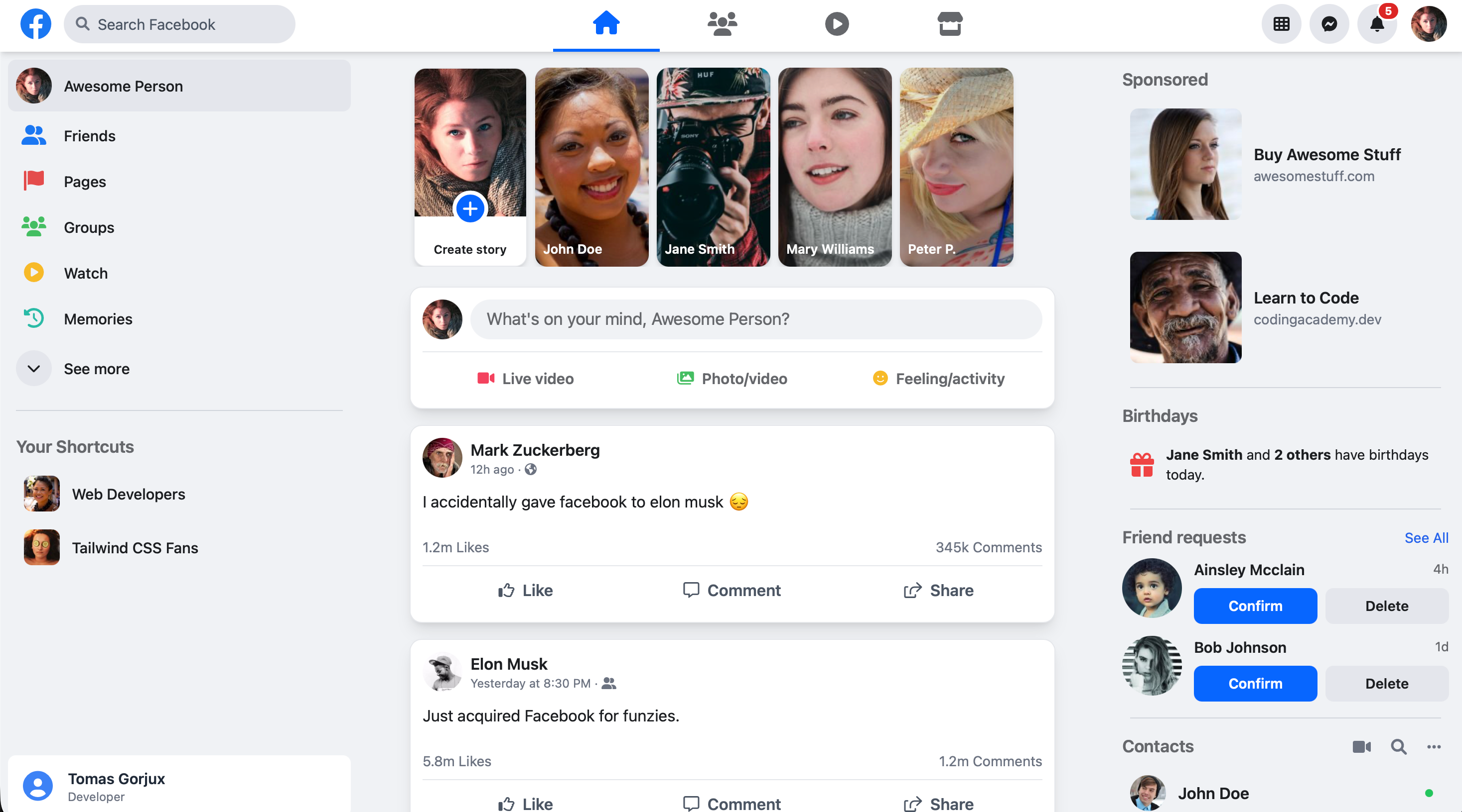 Facebook Clone Project Preview