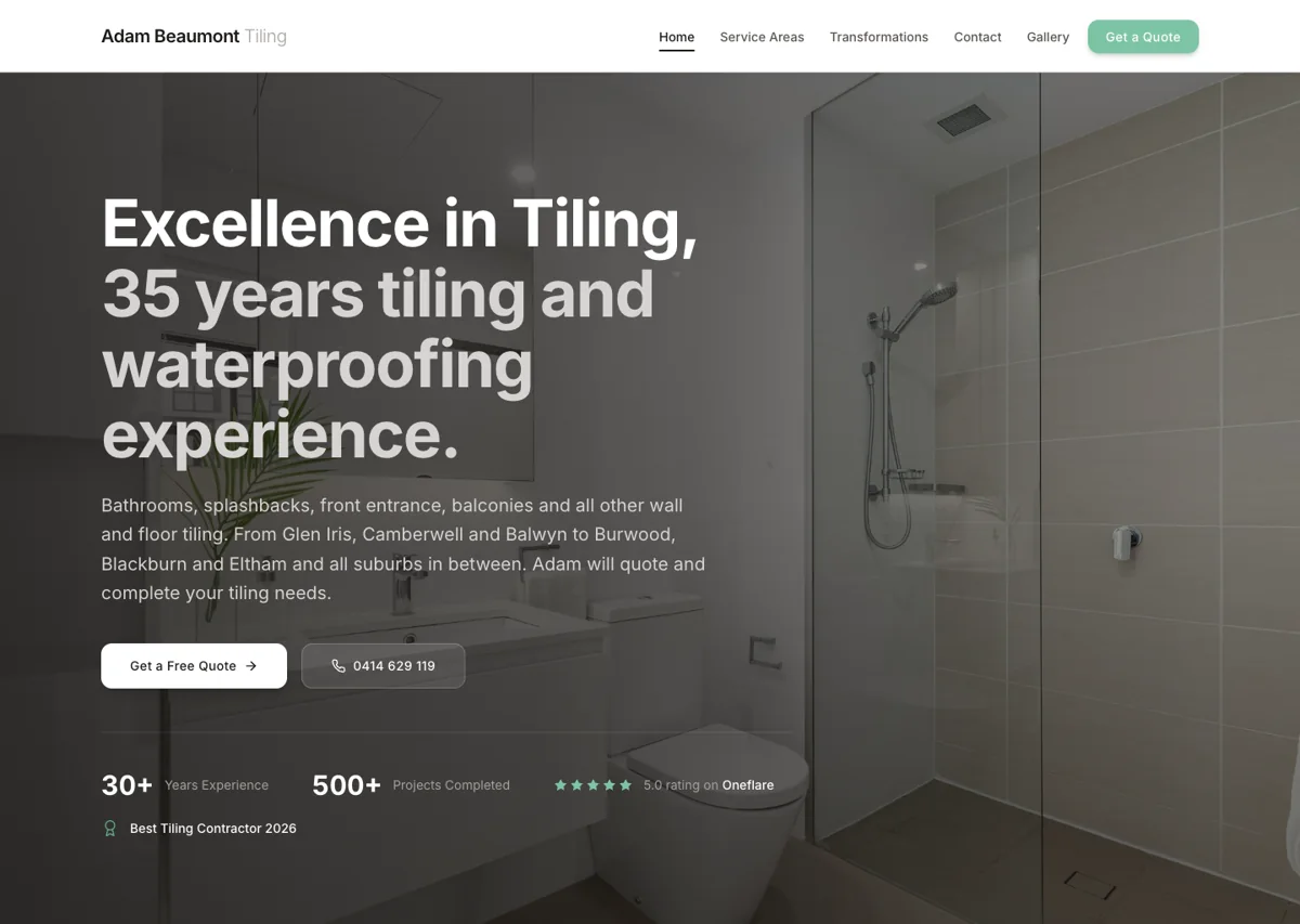 Adam Beaumont Tiling, bathroom renovations in Melbourne's eastern suburbs